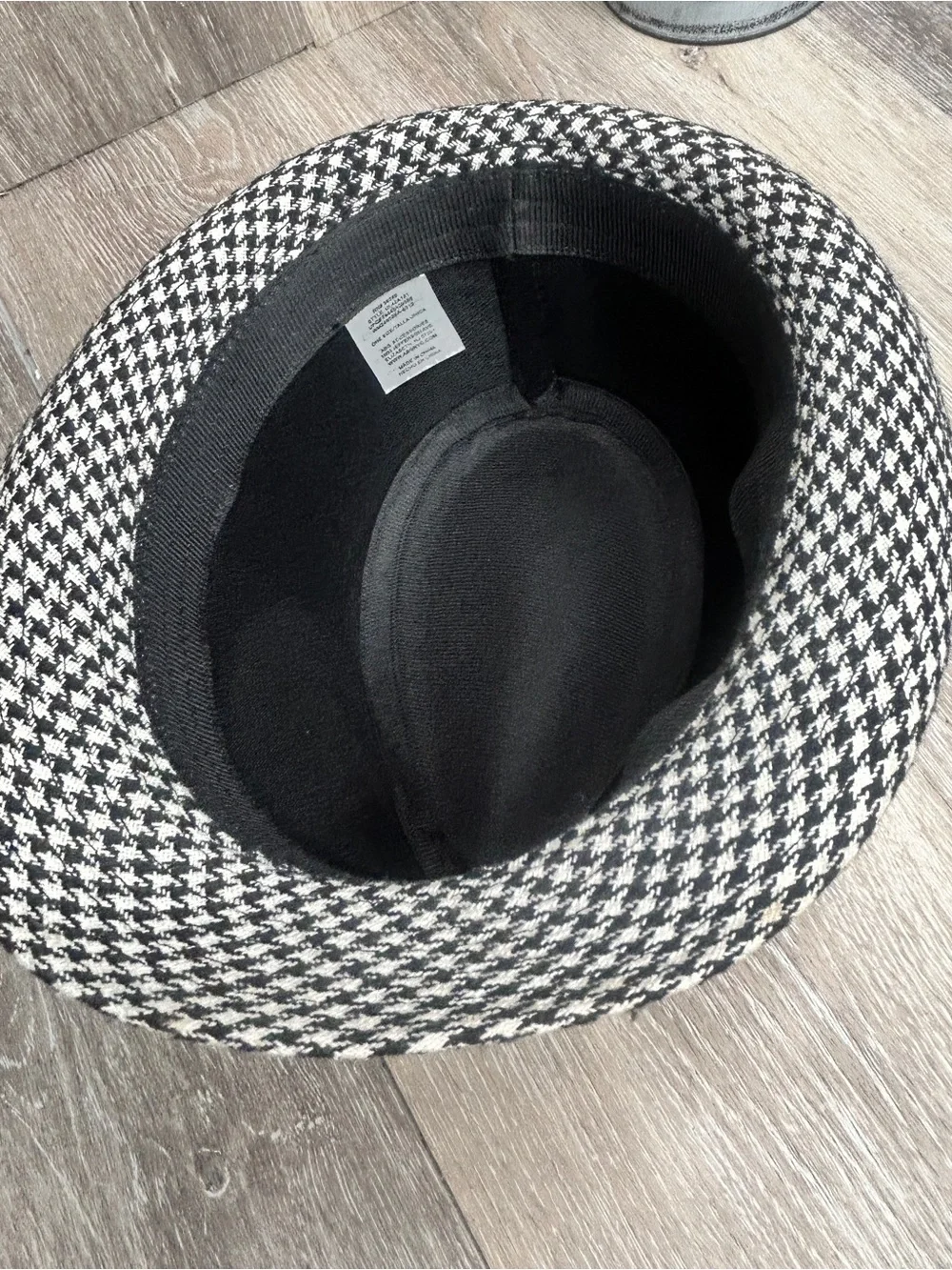 Classic Houndstooth Fedora Hat Black White Checkered Pattern | One Size |